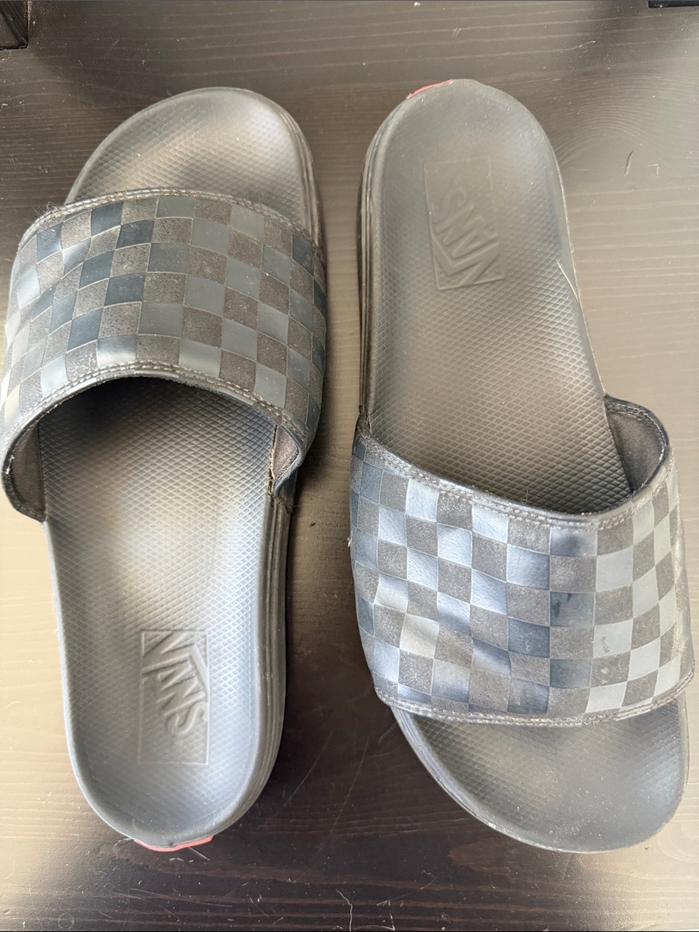 Vans Black/Gray Checker Slide Sandals
